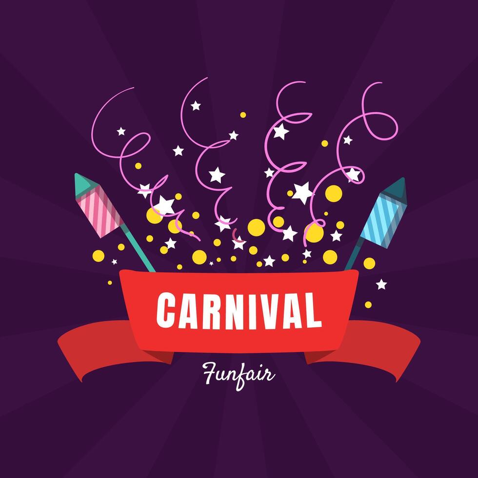 Carnival Funfair Banner Template, Amusement Park Poster, Design Element Can Be Used for Invitation Card, Flyer, Coupon Illustration vector