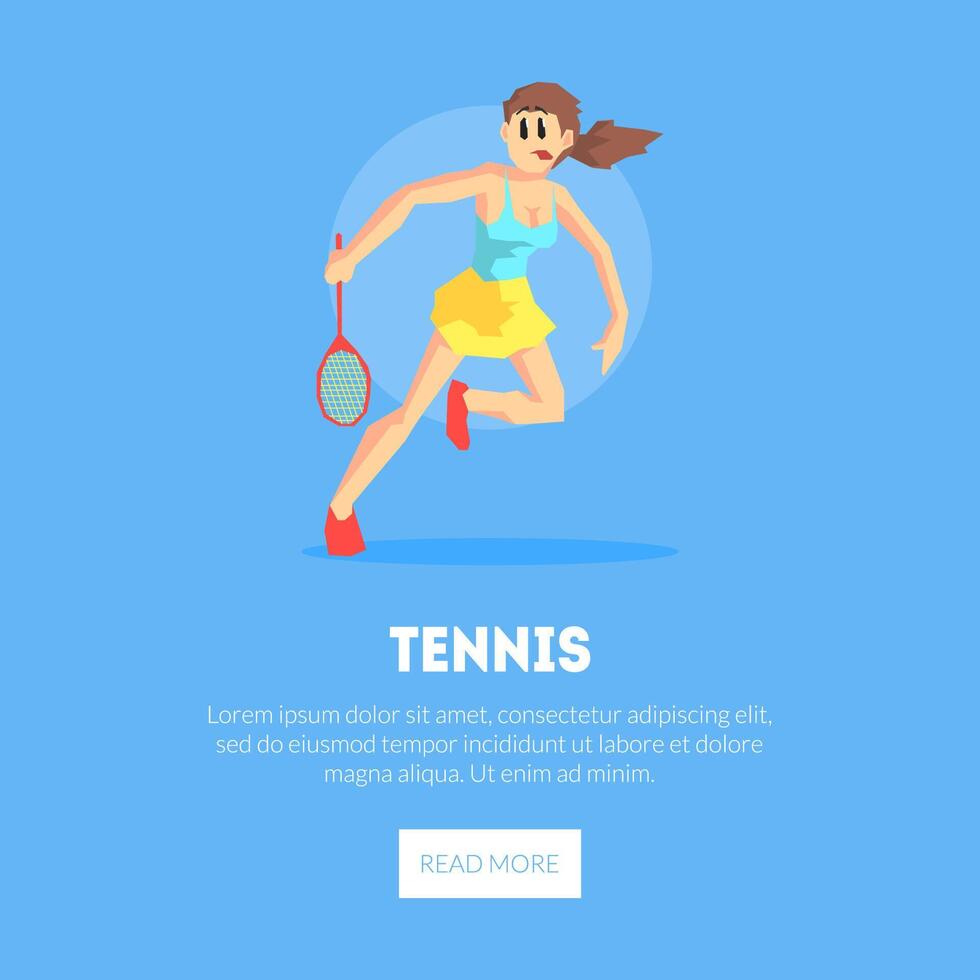 Girl Playing Tennis, Weaing Sports Uniform Banner Template, Design Element Can Be Used for Landing Page, Mobile App, Website Illustration vector