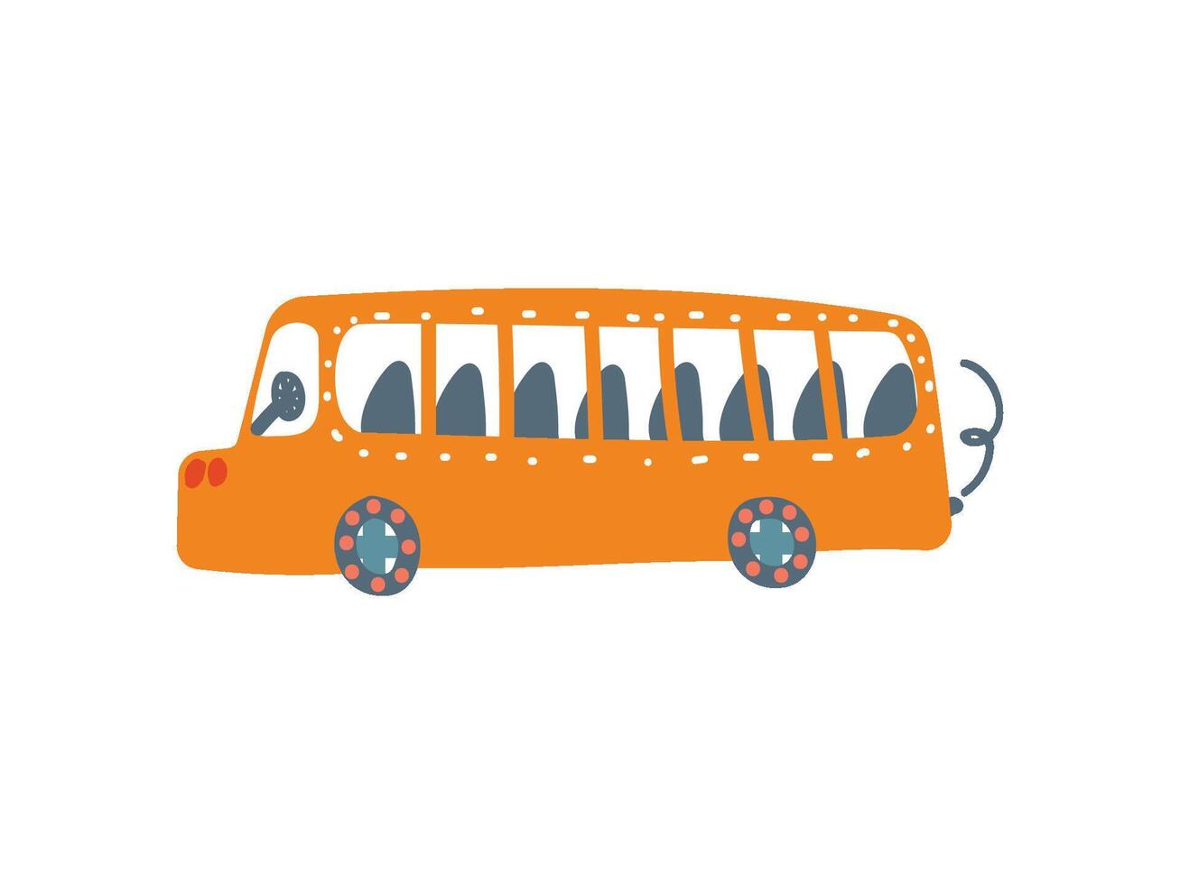 Yellow Bus, Public Transport, Side View, Cartoon Illustration vector