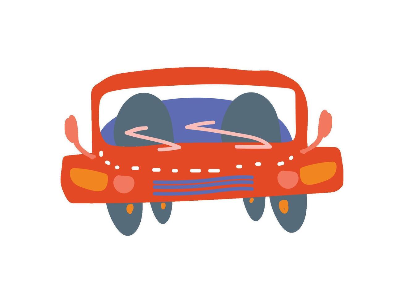 Red Car Front View Cartoon Illustration vector