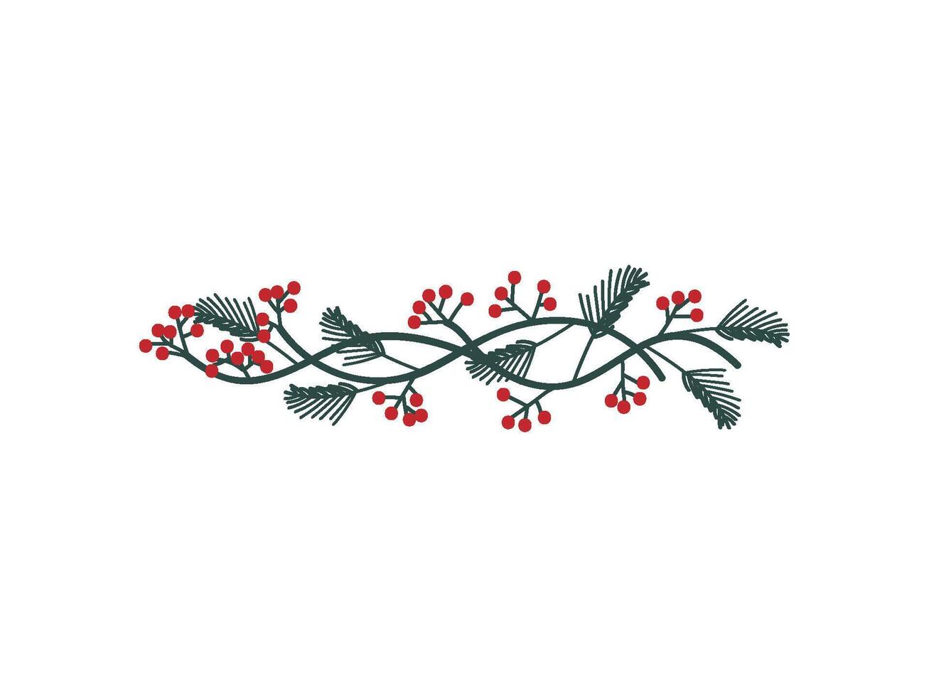 Green Sprig with Red Berries, Decorative Floral Natural Design Element Can Be Used for Wedding Invitation, Save the Date, Greeting Card, Poster, Quote Illustration vector
