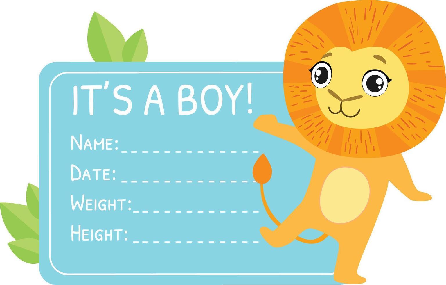 Baby Boy Shower Invitation Template, Pink Card with Cute Lion and Place For Your Text Illustration vector
