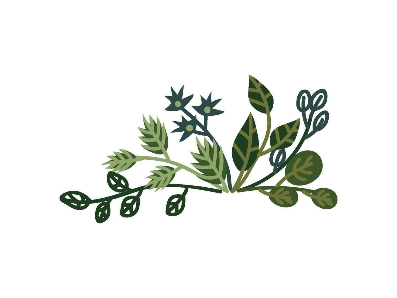 Green Plant Sprigs, Natural Design Element Can Be Used for Wedding Invitation, Save the Date, Greeting Card, Poster, Quote Illustration vector