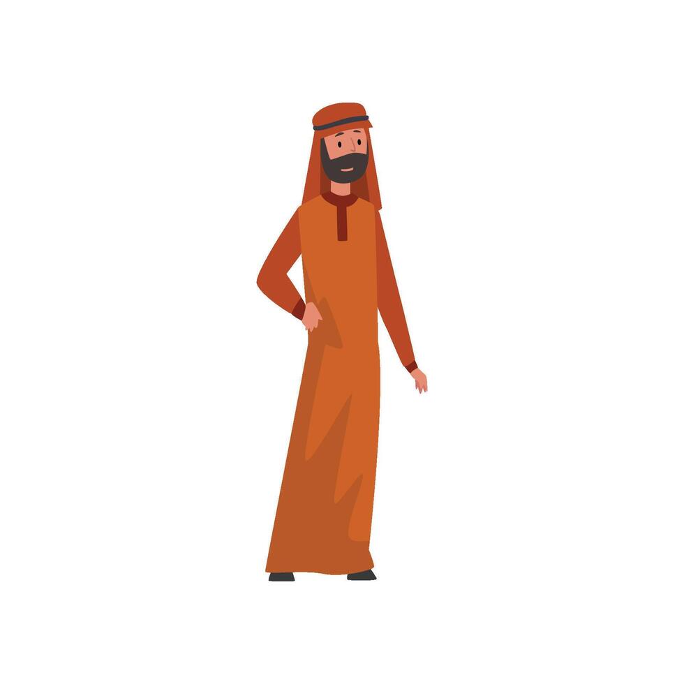 Arab Man in Traditional Muslim Clothes Illustration vector