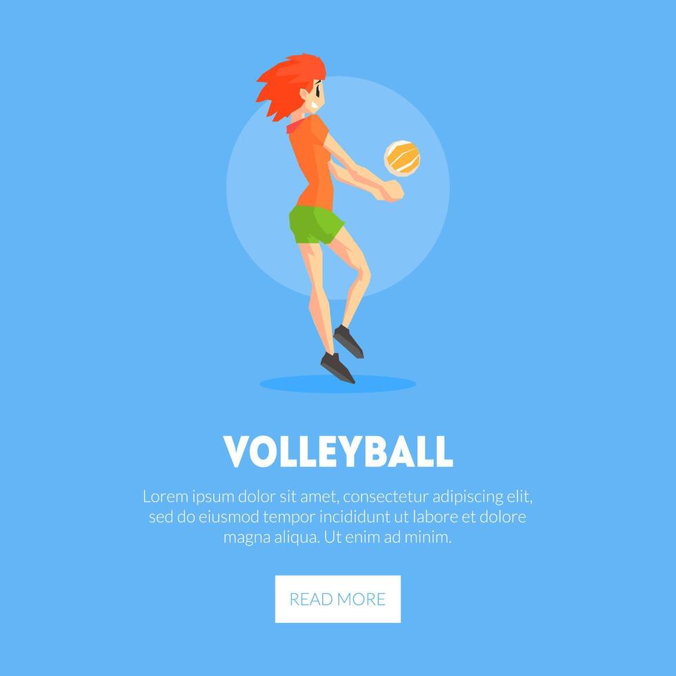 Female Volleyball Player with BallBanner Template, Design Element Can Be Used for Landing Page, Mobile App, Website Illustration vector