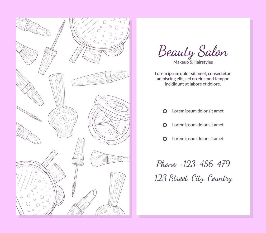 Beauty Salon Banner Template with Place For Your Text, Cosmetics and Beauty Background with Make Up Artist Objects Illustration vector