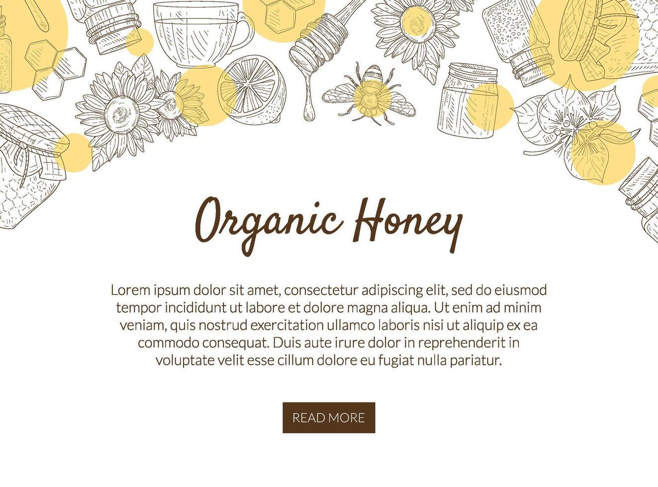 Organic Honey Production Banner Template with Pattern and Place for Text, Natural Sweet Healthy Food, Design Element Can Be Used for Mobile Website, Landing Page Illustration vector