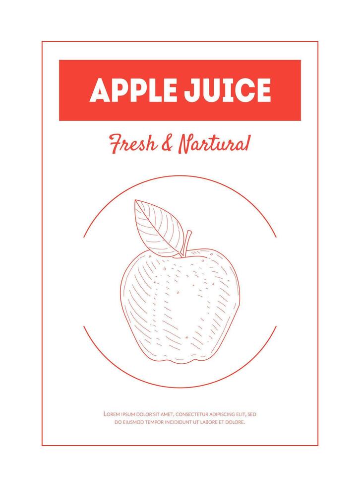 Apple Juice Banner Template, Fresh, Natural, Healthy Drink Packaging, Label, Branding Identity Illustration vector