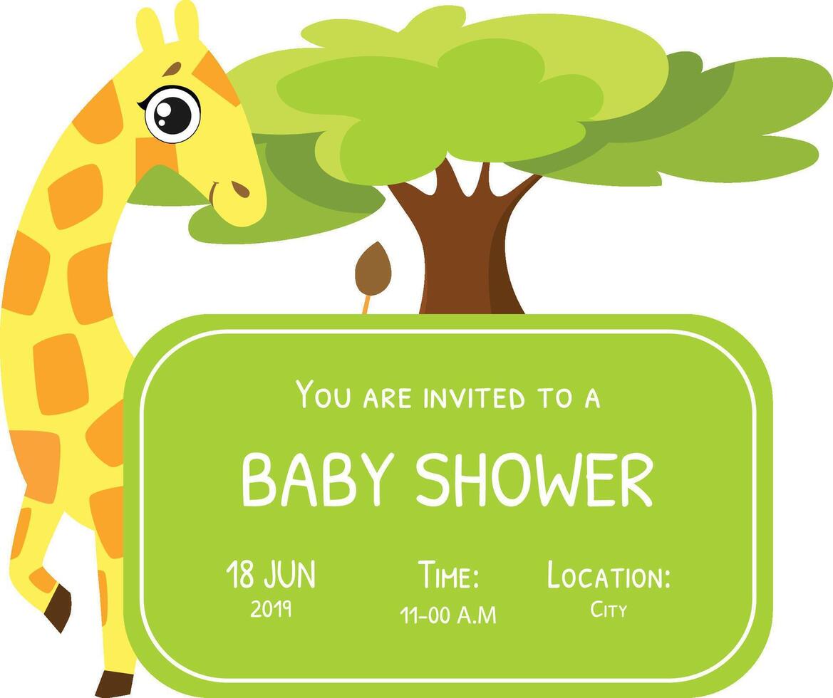 Baby Shower Invitation Template, Card with Cute Giraffe and Place For Your Text, Gender Neutral Illustration vector
