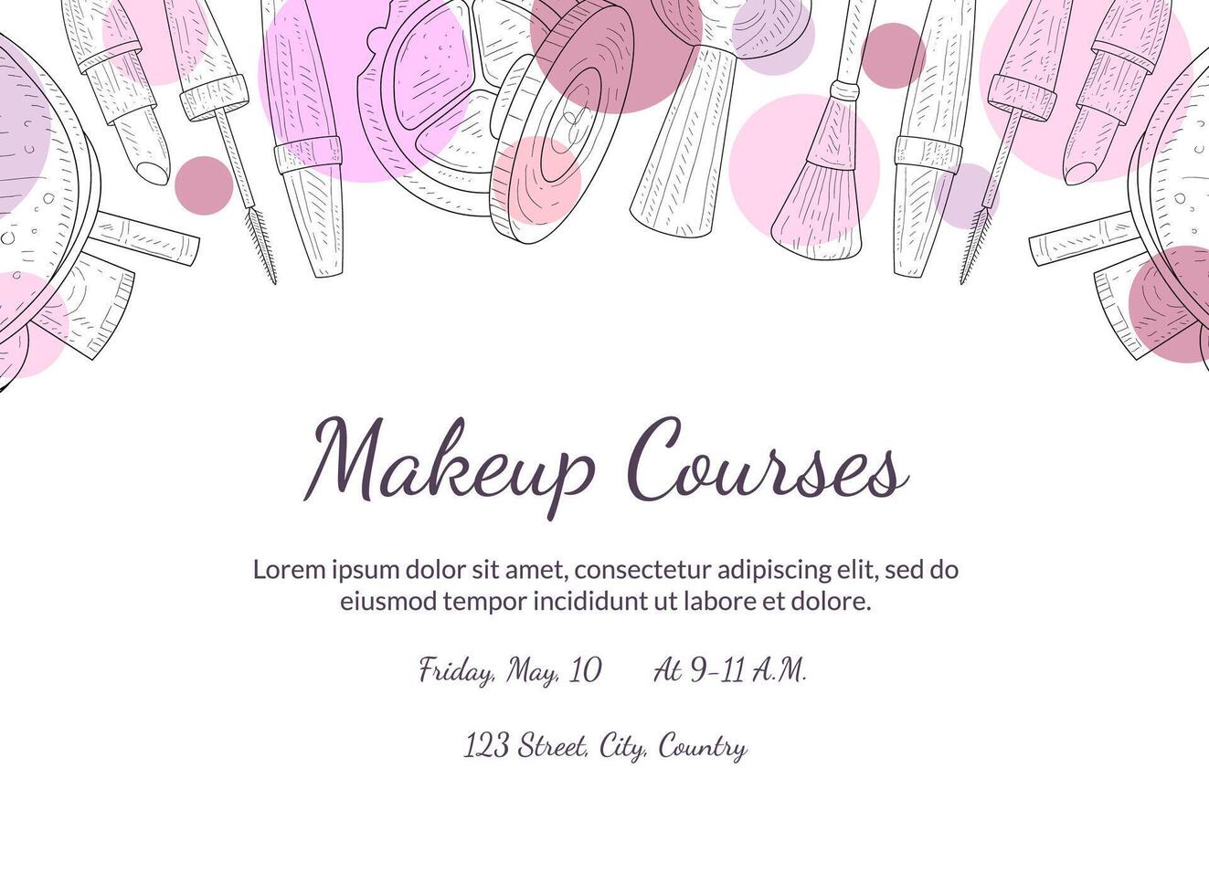Makeup Courses Banner Template with Place for Your Text, Design Element For Flyer, Gift Card, Coupon, Brochure Illustration vector