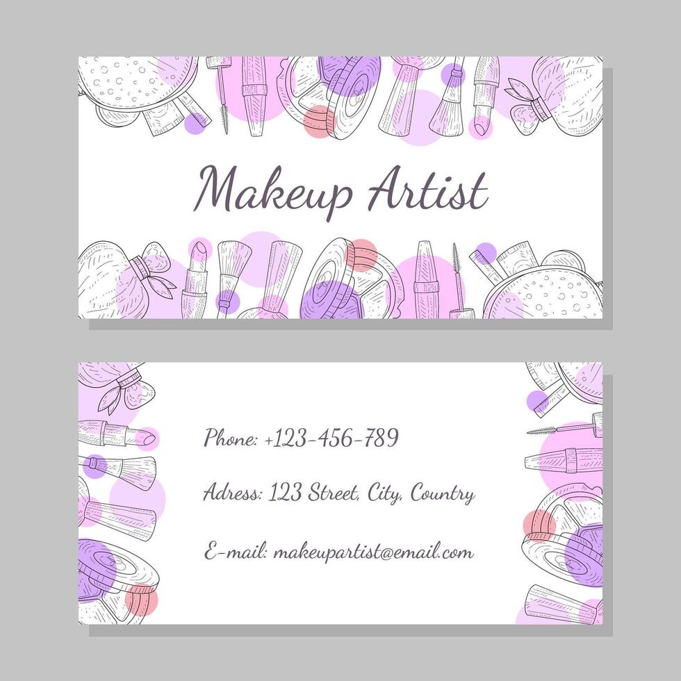 Makeup Artist Business Card, Visiting Card Template with Place for Your Text Illustration vector