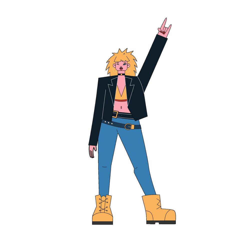 Punk rock girl. The female character of a metal singer. vector