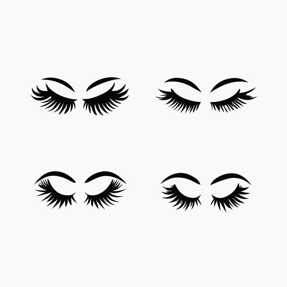Four different types of eyelashes on a white background vector