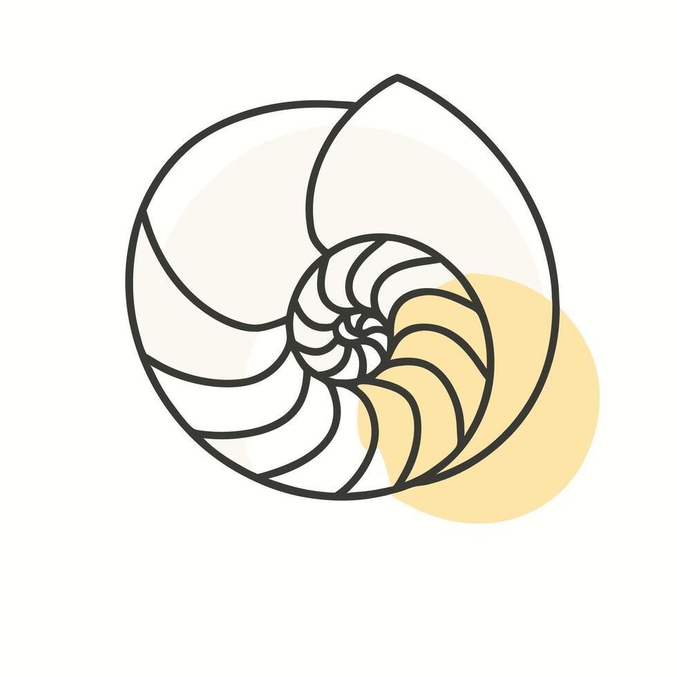 A line drawing of a shell with a yellow light vector