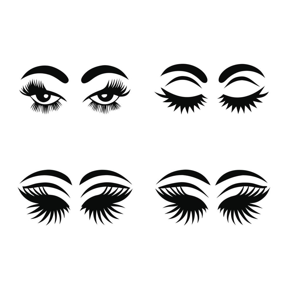 Four different eyelashes and lashes on a white background vector