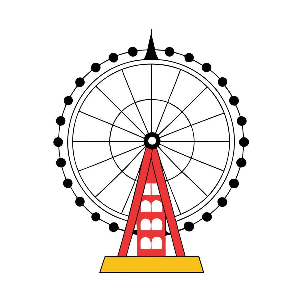 A ferris wheel is shown in this illustration vector