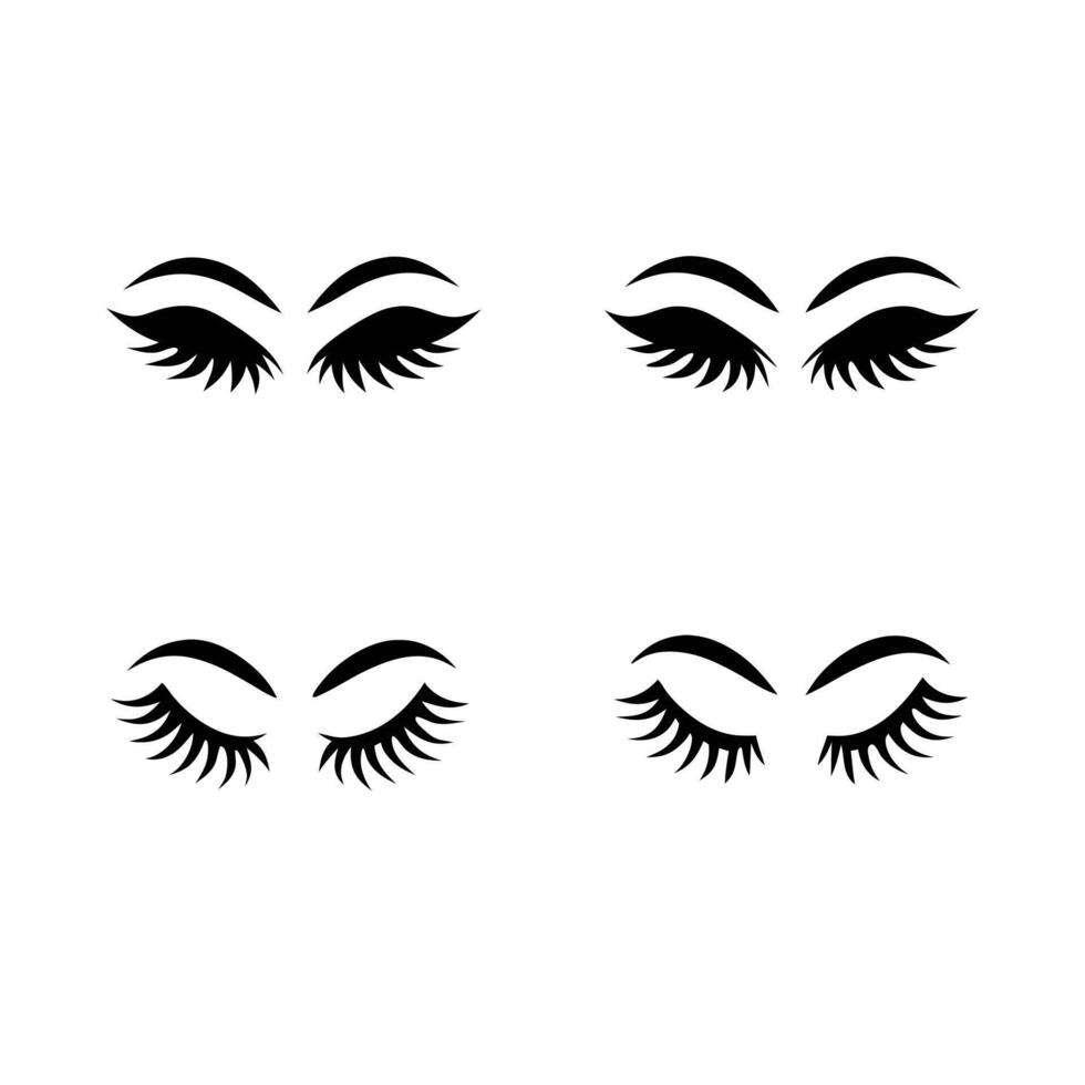 Four black and white images of eyelashes vector