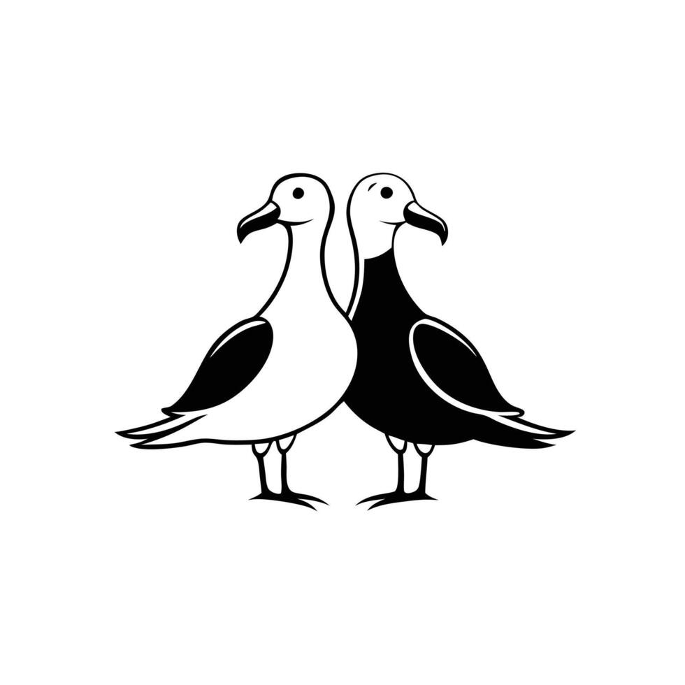 Two seagulls standing next to each other on a white background vector