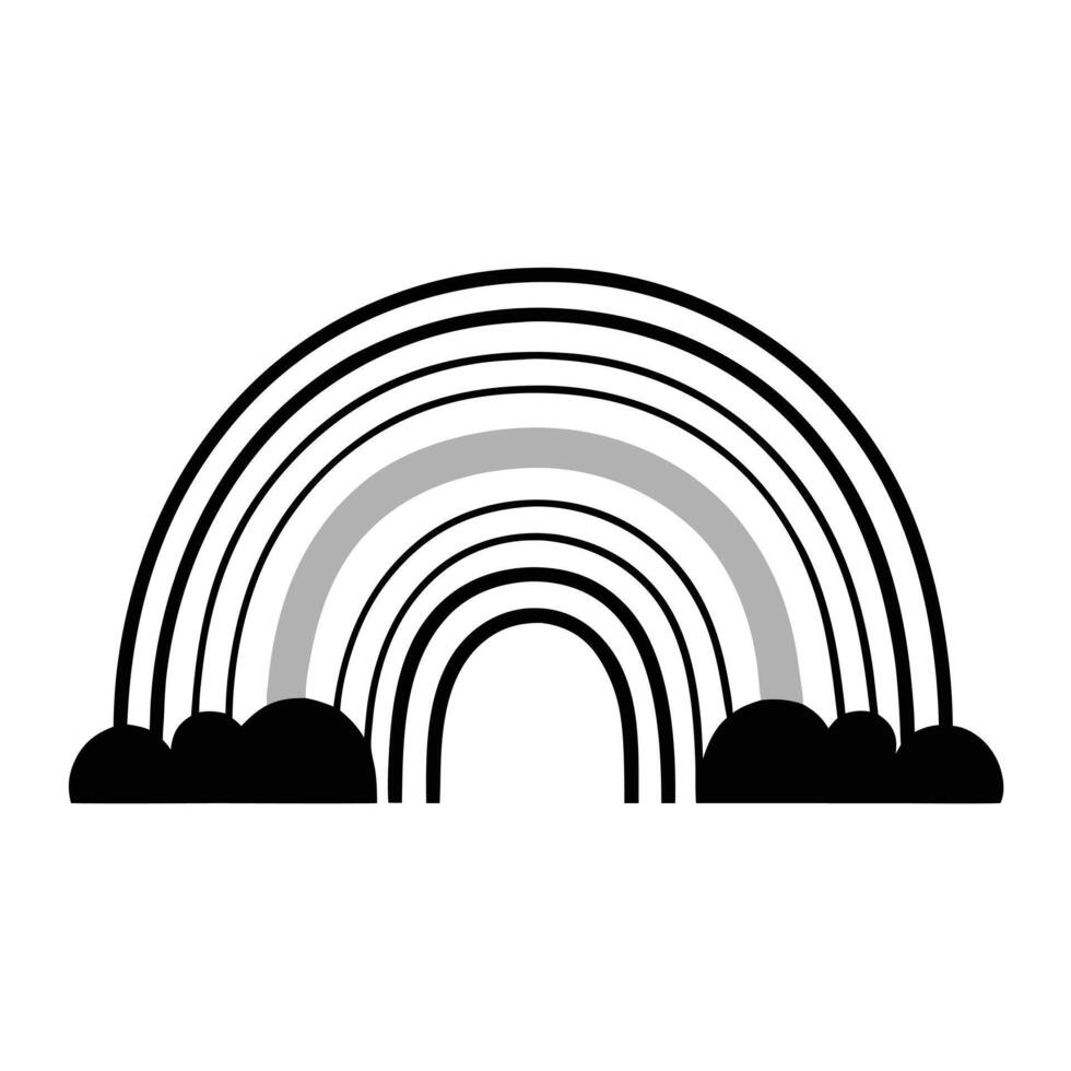 Rainbow icon black and white illustration vector