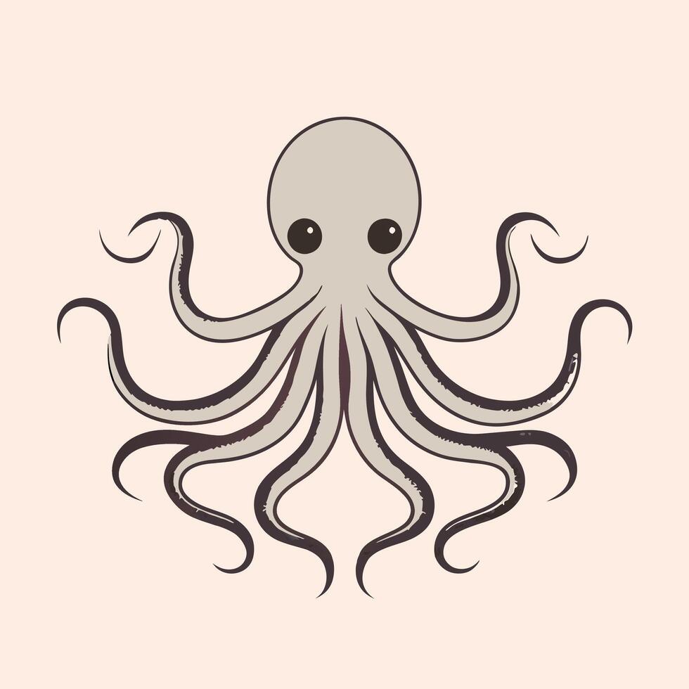 An octopus with a big head and long tentacles vector