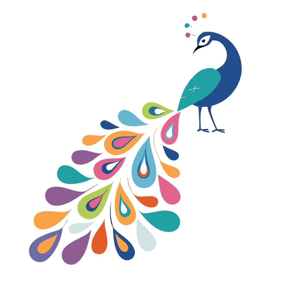 A colorful peacock with a colorful tail vector