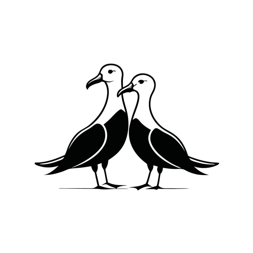 Two black and white birds standing next to each other vector