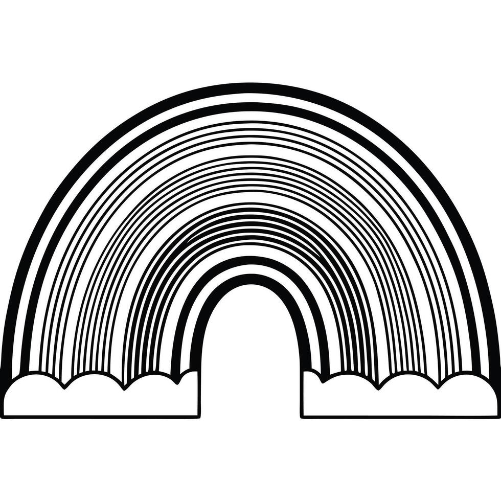 A black and white drawing of a rainbow vector