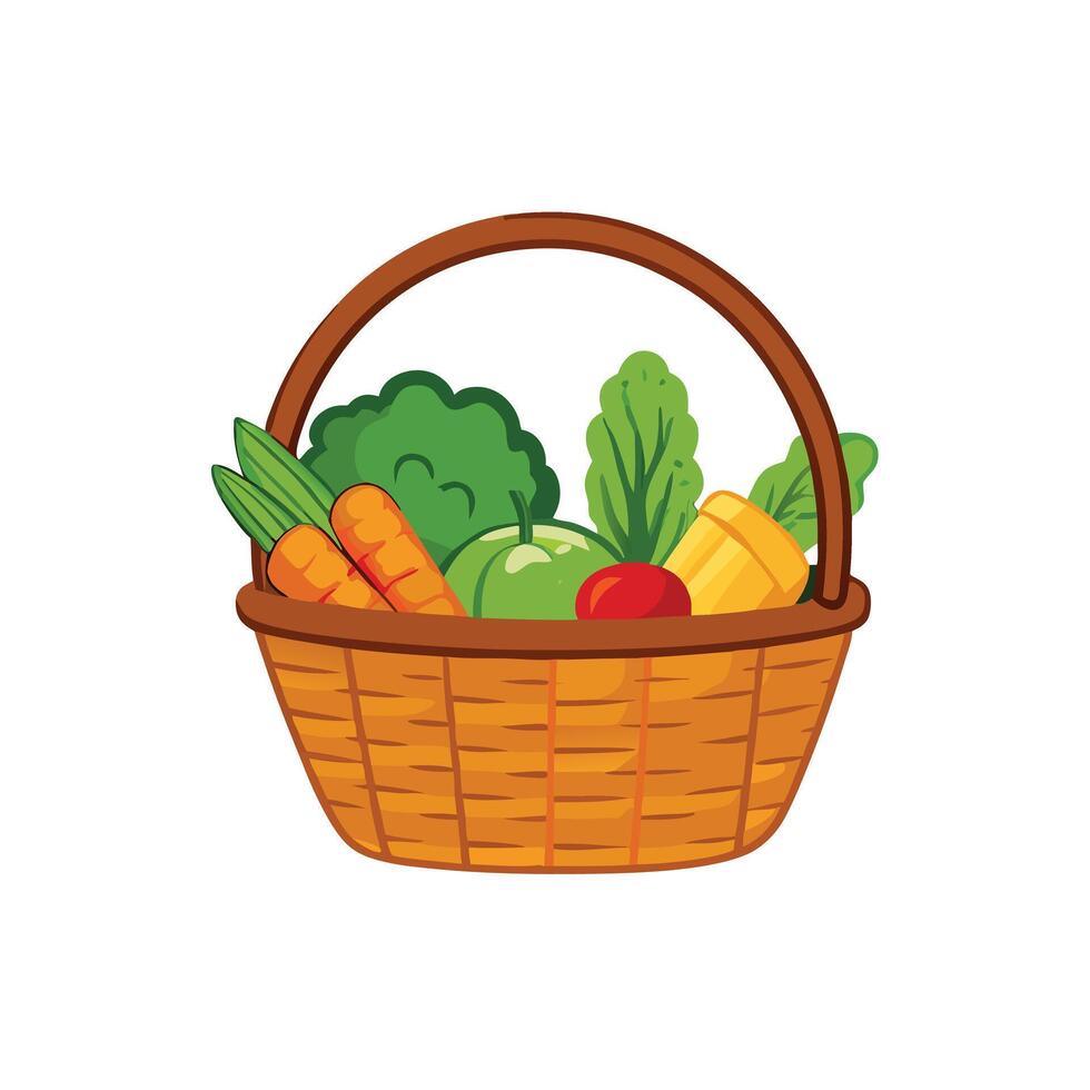 Basket of vegetables illustration vector