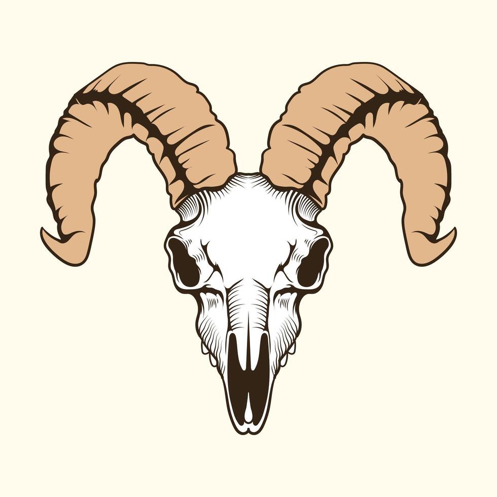 Goad head skeleton front view design vector