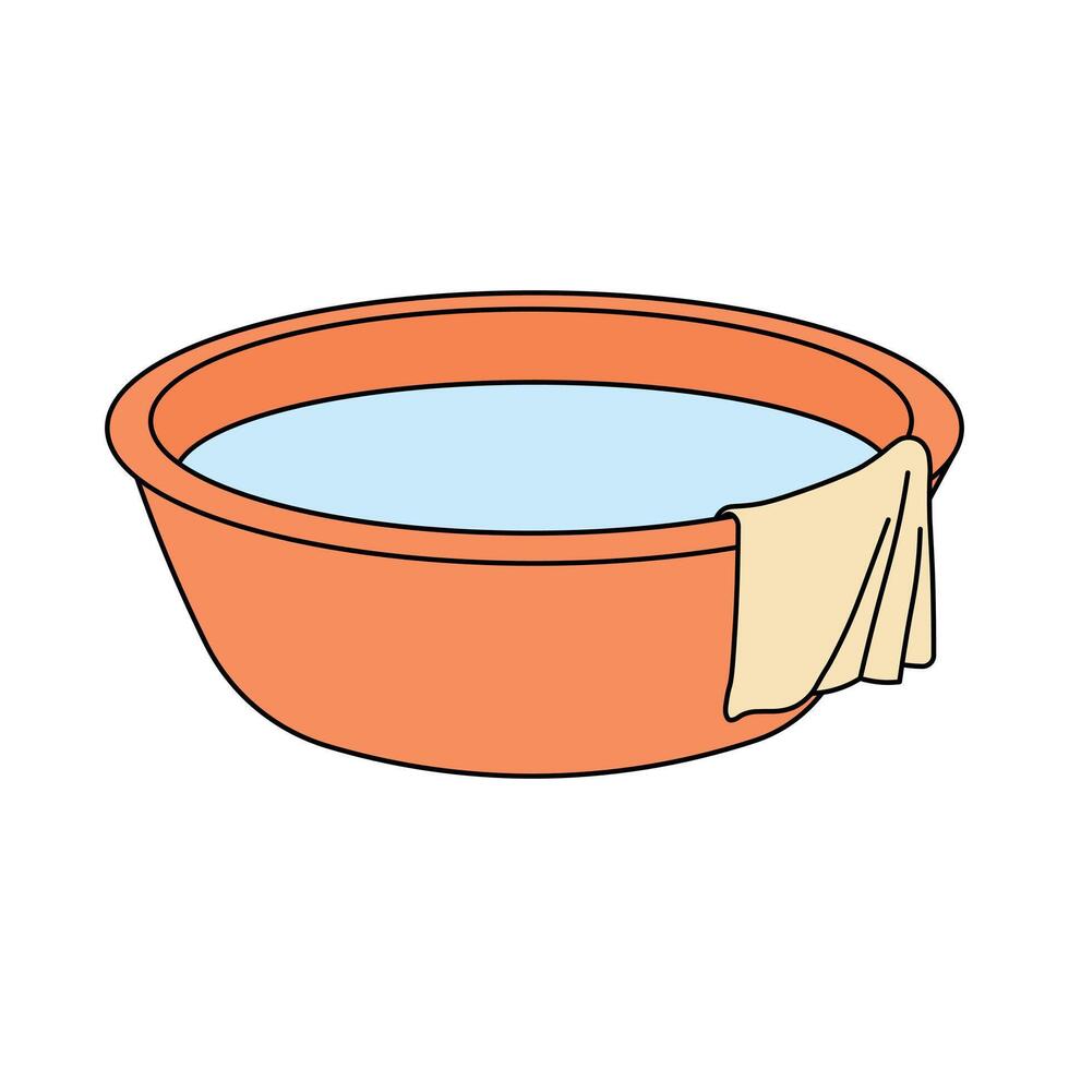 kids drawing bucket and cloth cartoon isolated vector