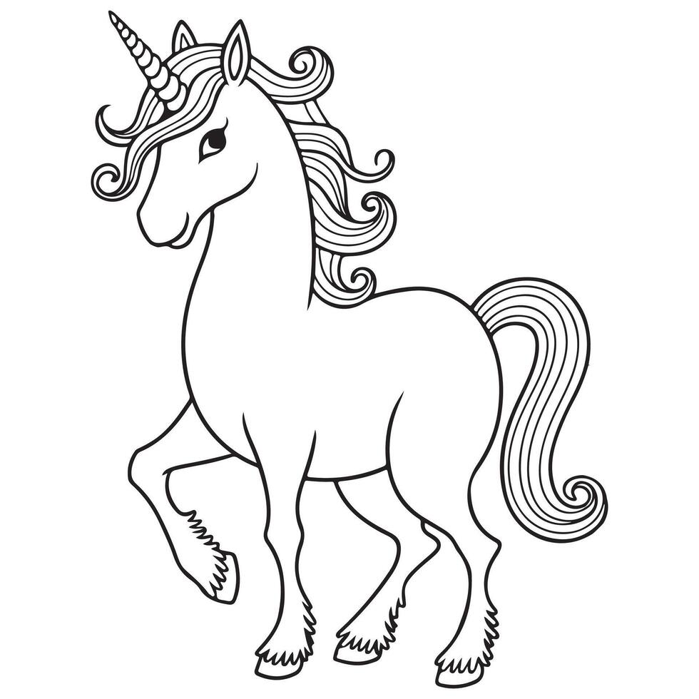 Cute Unicorn line art Isolated on white background vector