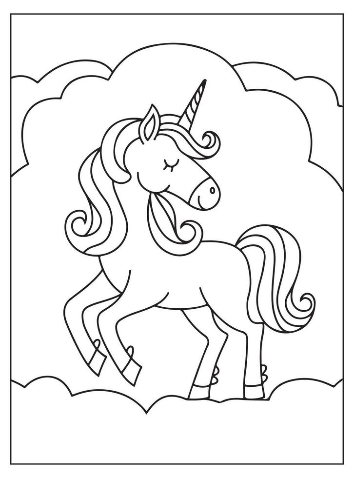 Minimalist Unicorn Coloring Page for kids vector