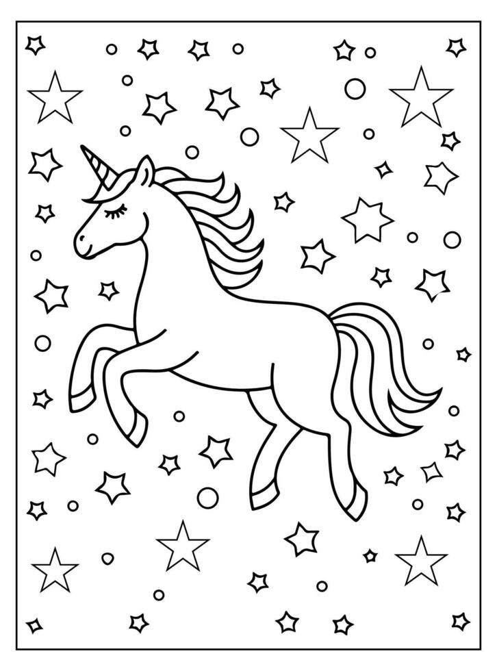 Minimalist Cute Unicorn Coloring Page for kids vector