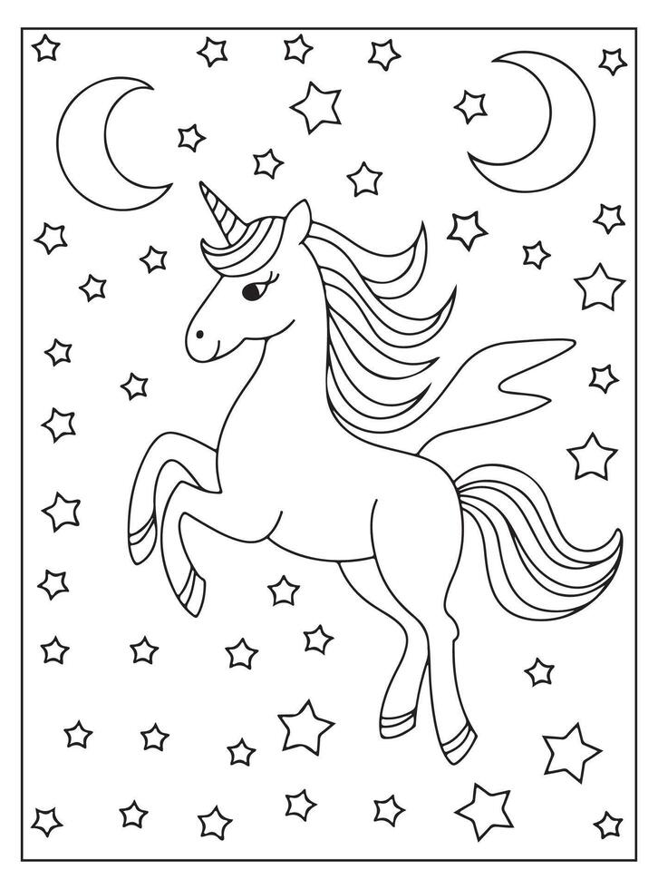 Unicorn jump up Coloring Page illustration vector