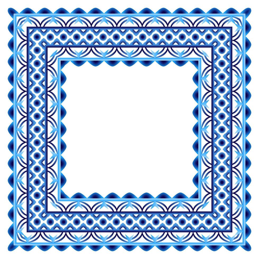 Ceramic tile border pattern. Islamic, indian, arabic motifs. Porcelain ethnic bohemian background. Damask border seamless pattern. vector