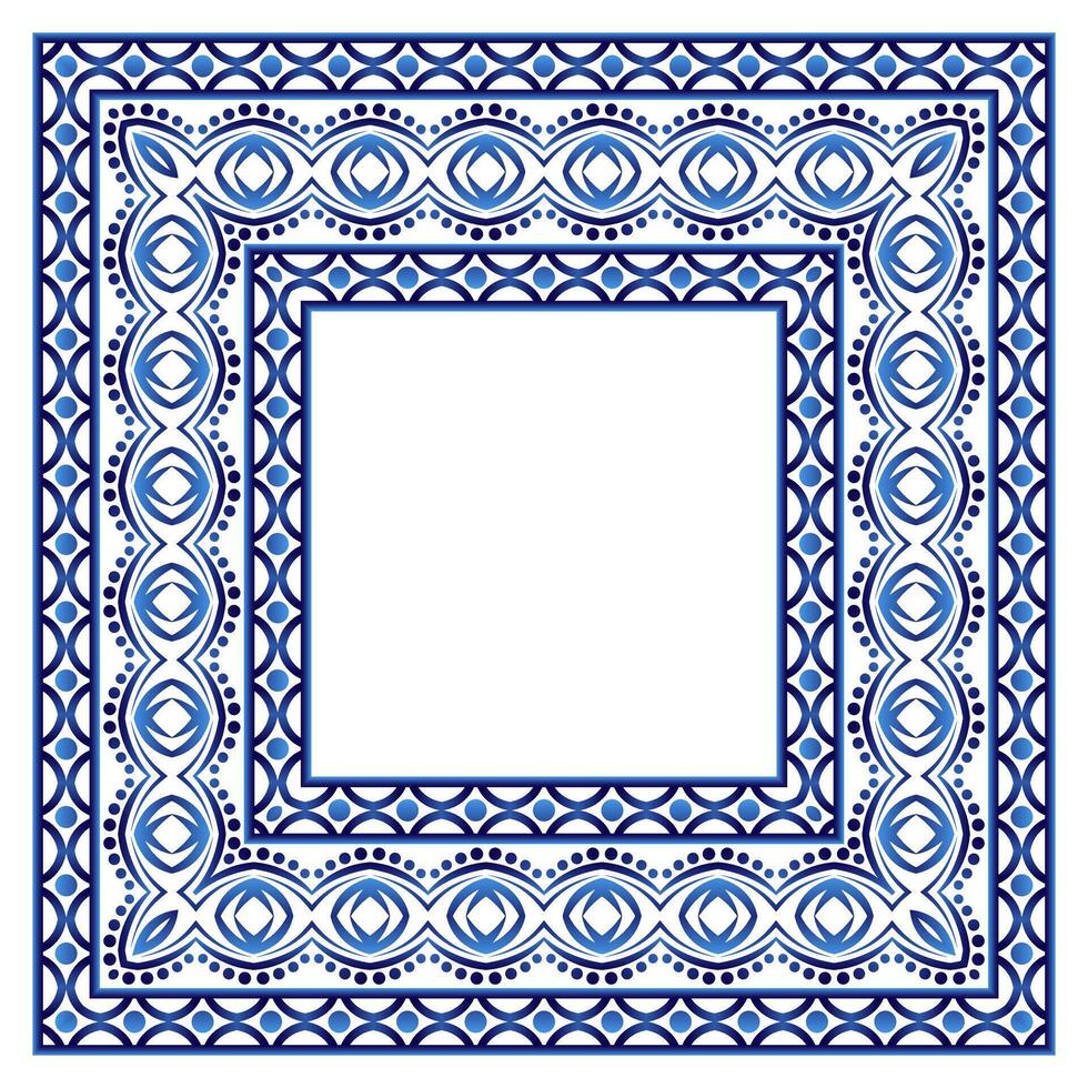 Ceramic tile border pattern. Islamic, indian, arabic motifs. Damask border seamless pattern. Porcelain ethnic background. vector