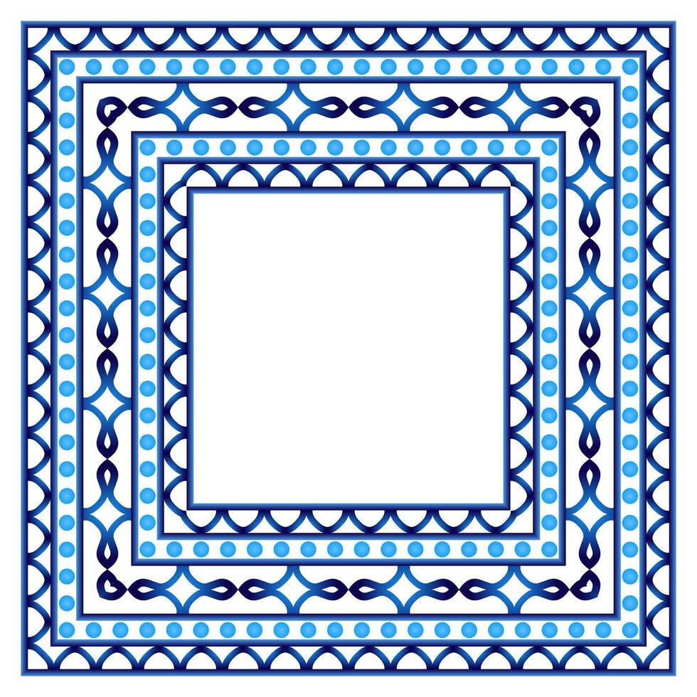 Ceramic tile border pattern. Indian, Islamic, arabic motifs. Damask border seamless pattern. Porcelain ethnic bohemian background. vector