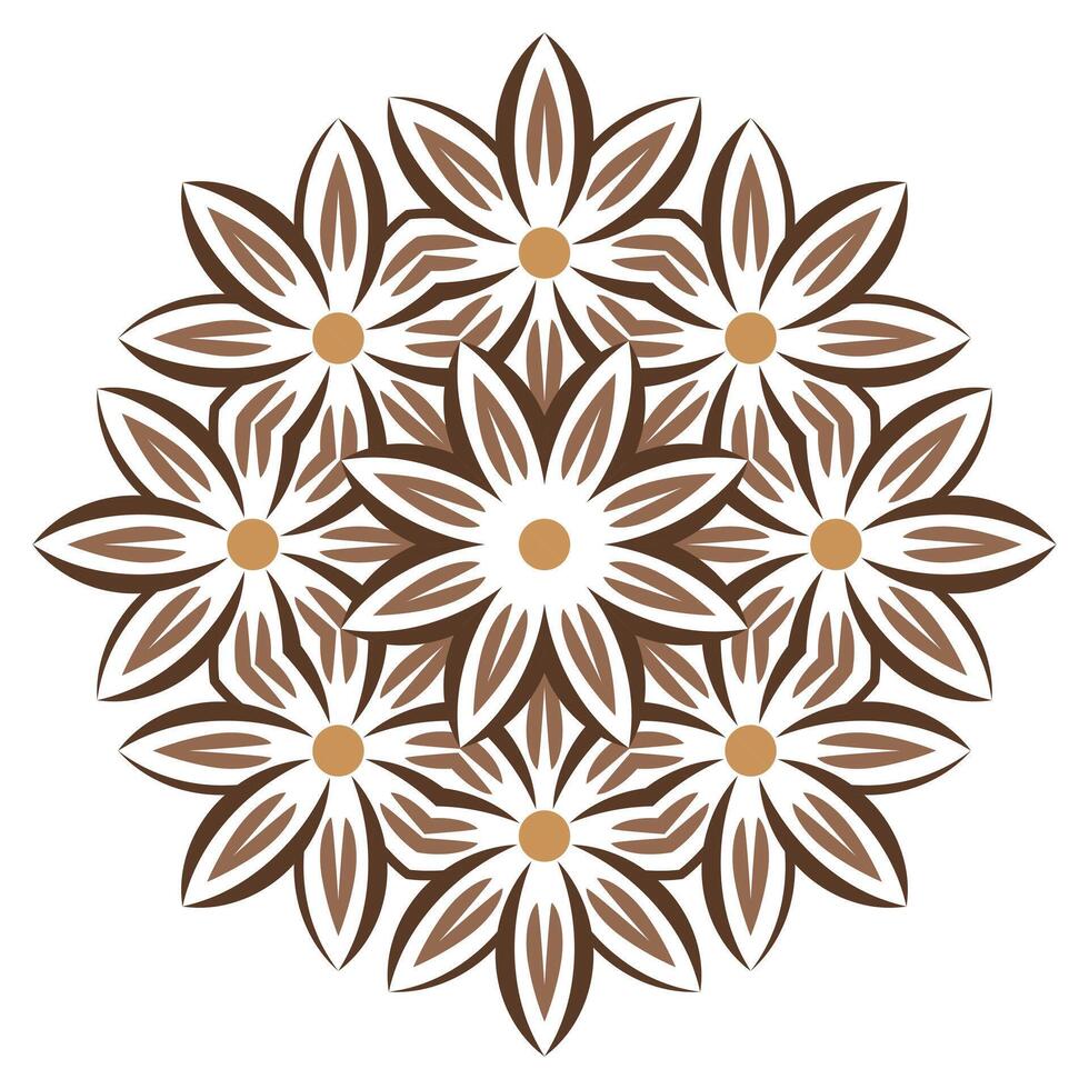 Decorative round ornament. Ceramic tile pattern. White background with art frame. Islamic, indian, arabic motifs. vector
