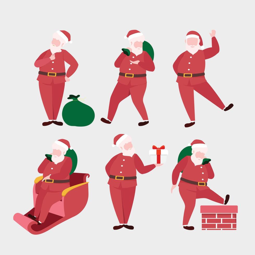 Santa Claus Illustration of different posses vector