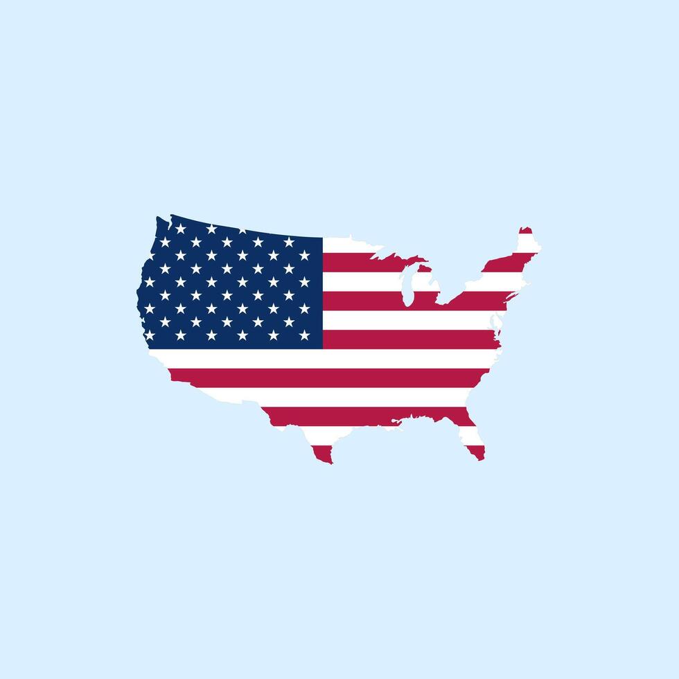 USA national flag map design illustration of USA country flag inside the map . vector