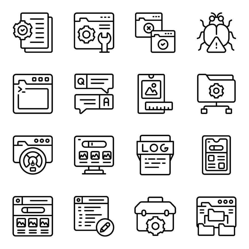 Set of Software Development Solid Icons vector