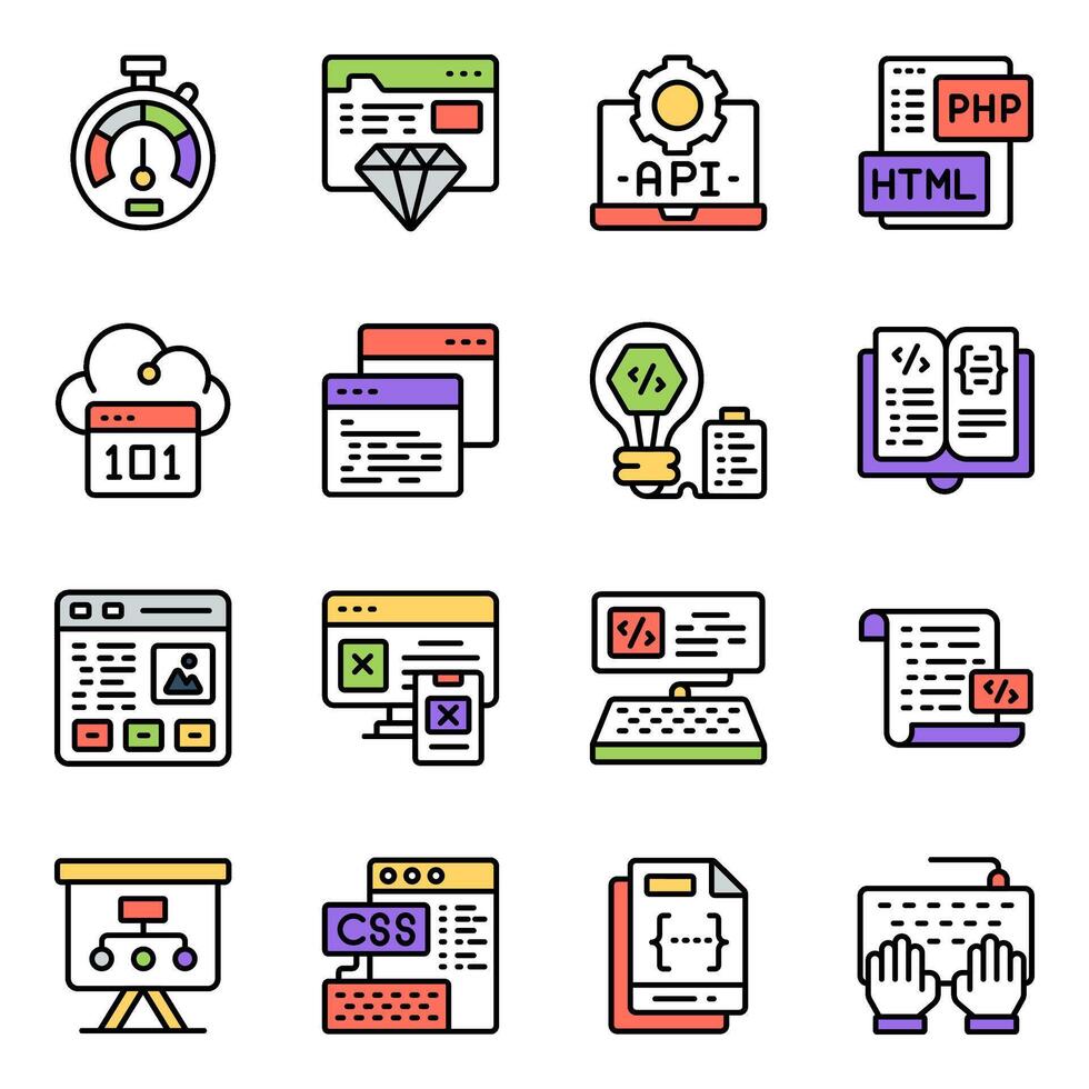 Set of Coding Solid Icons 53273193 Vector Art at Vecteezy