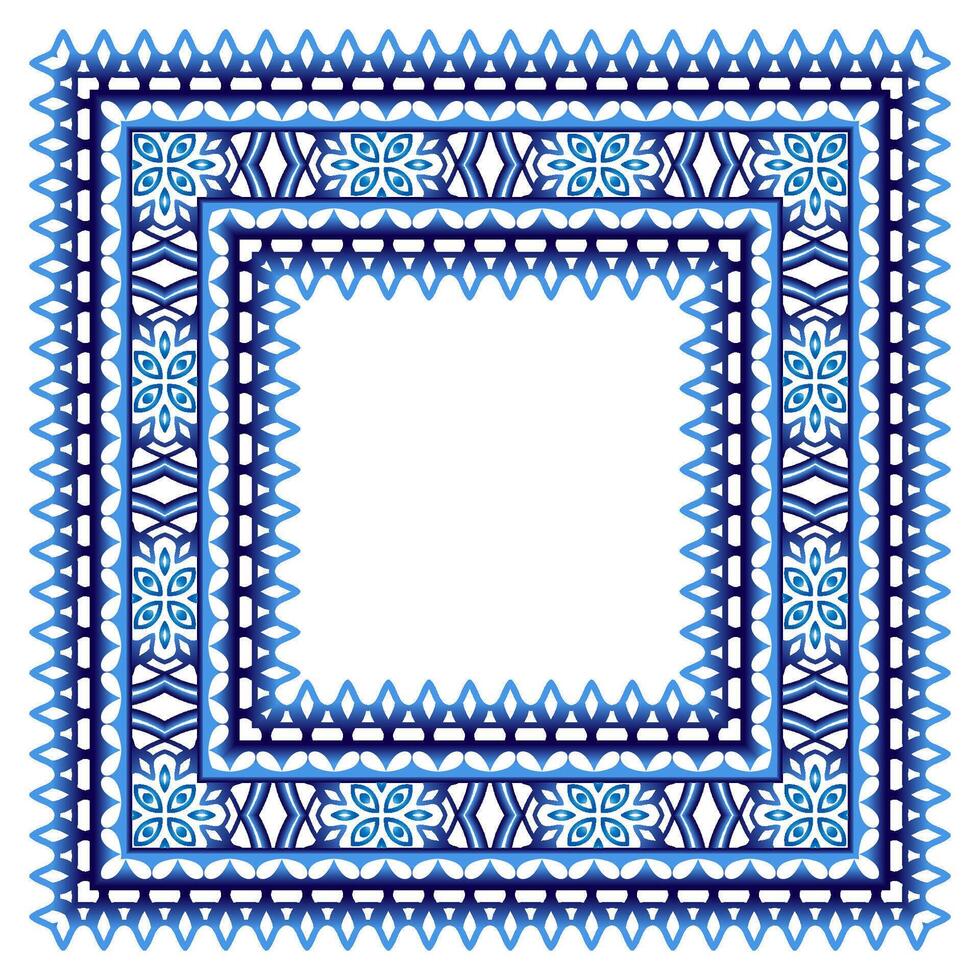 Ceramic tile border pattern. Islamic, indian, arabic motifs. Damask border seamless. Porcelain ethnic bohemian background. vector