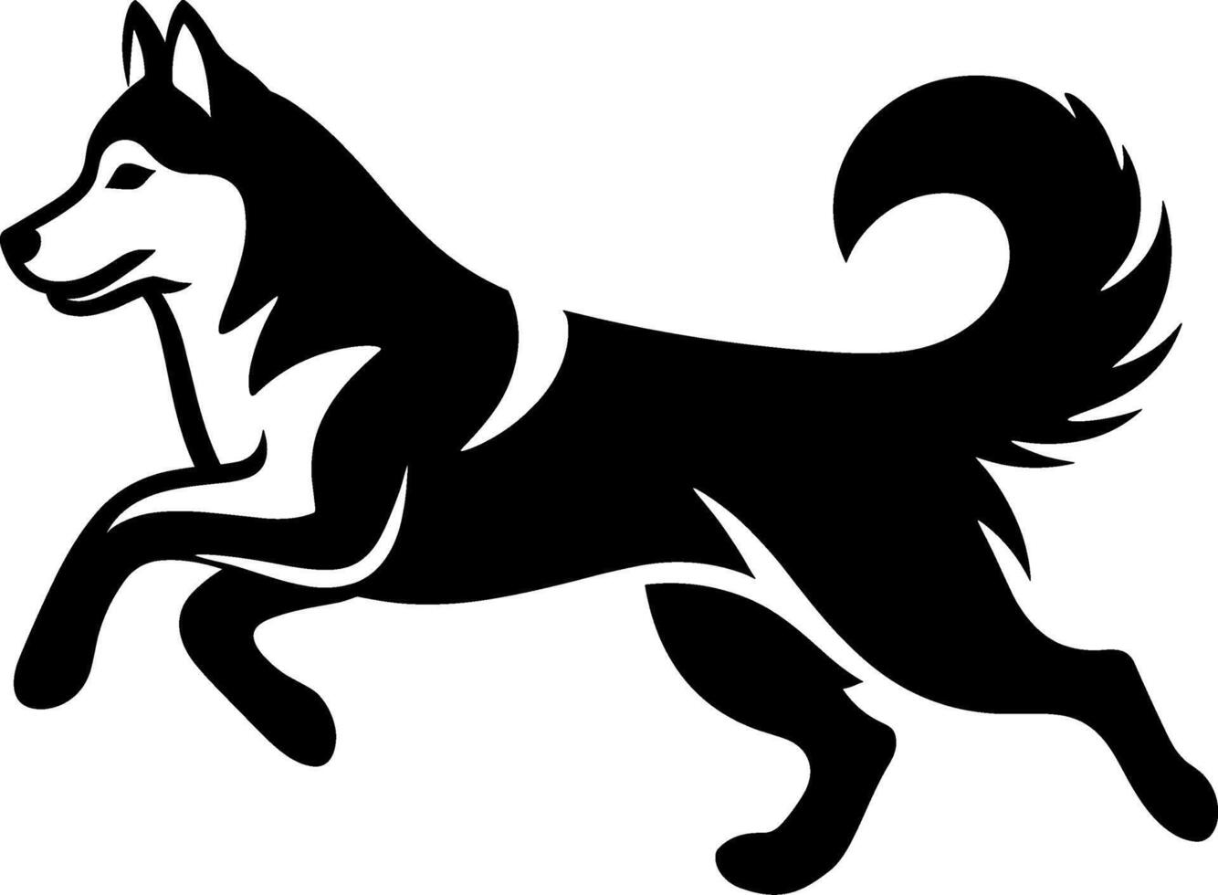 Running Siberian Husky Silhouette Clipart vector