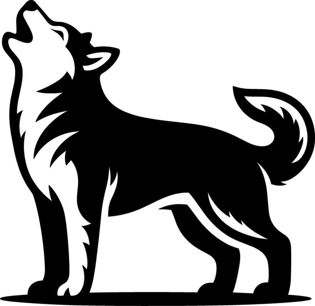 Howling Siberian Husky Silhouette Clipart vector