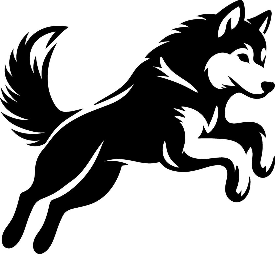 Jumping Siberian Husky Silhouette Clipart vector