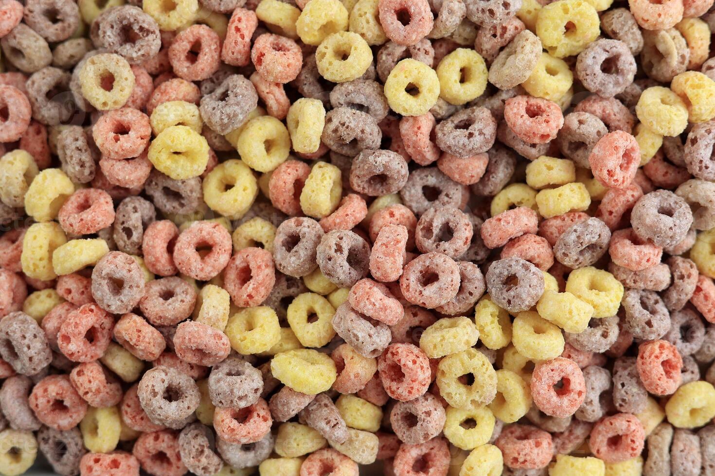 Close Up Ring Cereal Crispy Sweet Fruit Loops photo