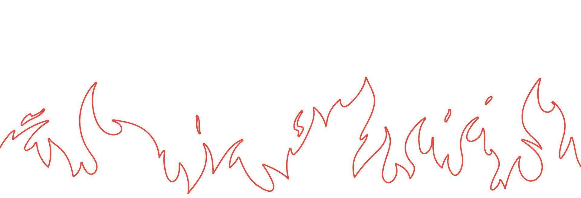 Fire outline background with flame effect. Red graphic heat and burning energy. Flat illustration isolated on white . vector