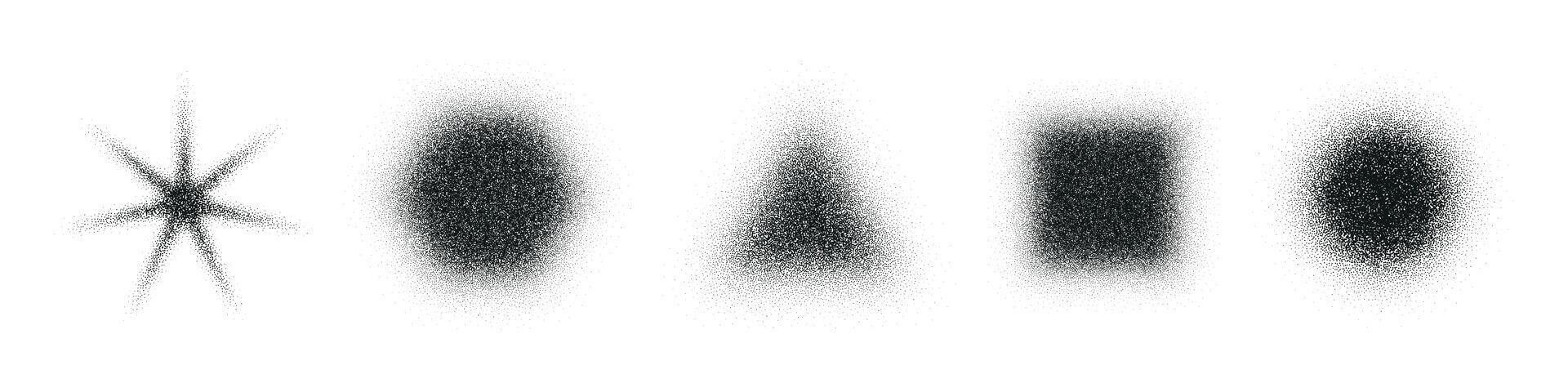 Grainy dot pattern with gradient and noise effect. Abstract stipple figures with spray texture and bitmap. Flat illustration isolated on white background. vector