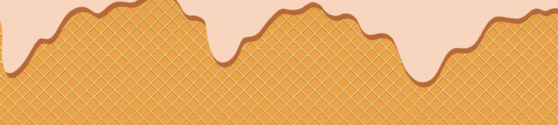 Creamy waffle texture in a seamless pattern, ideal for ice cream and biscuit-themed designs. Wafer background with soft details. vector